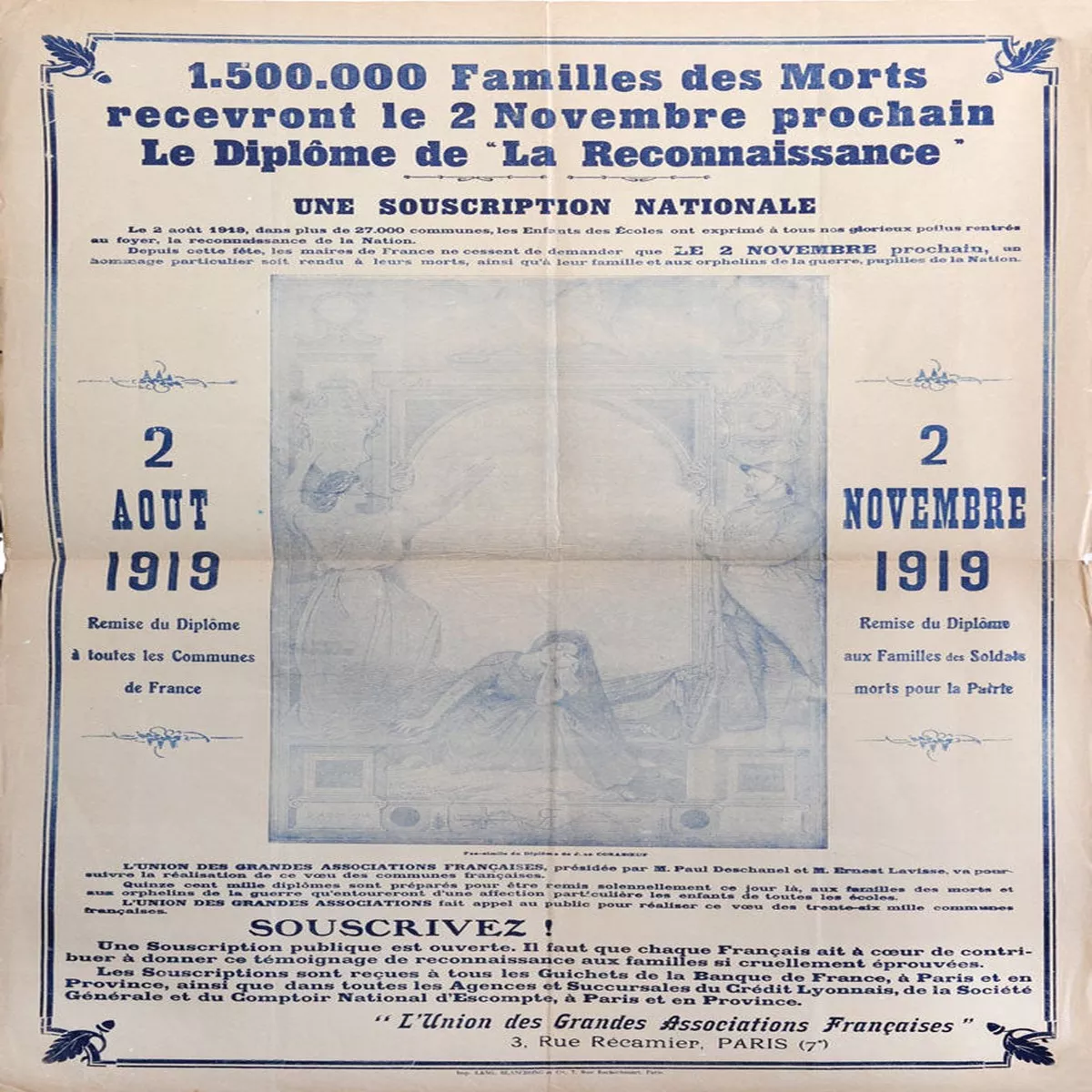 1.500.00 Familles des Morts recvront le 2 Novembre prochain Le Diplme de