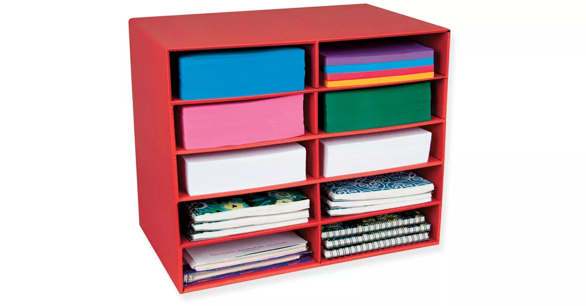 10-Shelf Organizer, Red, 17"H x 21"W x 12-7/8"D, 1 Organizer