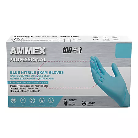 ammex-professional-powder-free-exam-grade-nitrile-gloves-x-large-blue-box-100-gl Ammex Professional Powder Free Exam Grade Nitrile Gloves X Large Blue Box Of 100 Gloves - Office Depot