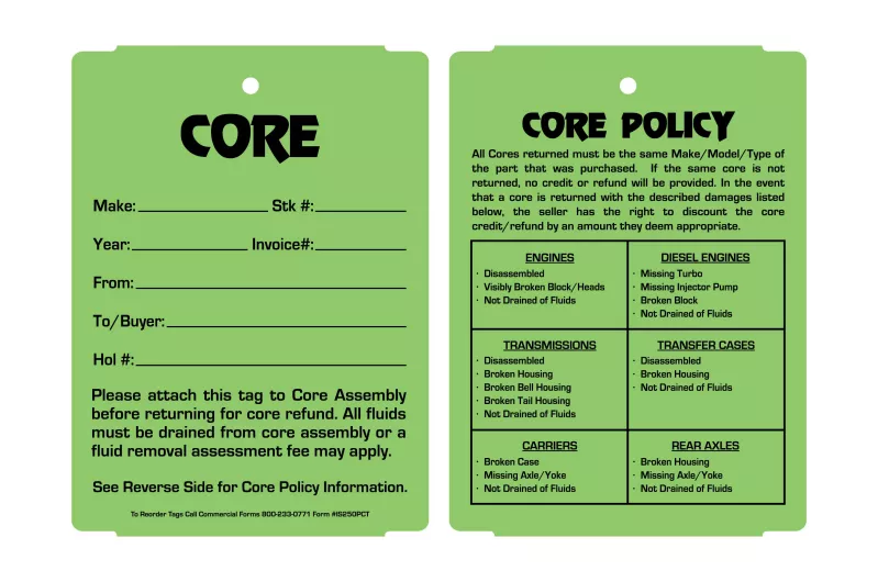 core-tags-core-policy-green-weatherproof -Core Tags/Core Policy Green - Weatherproof