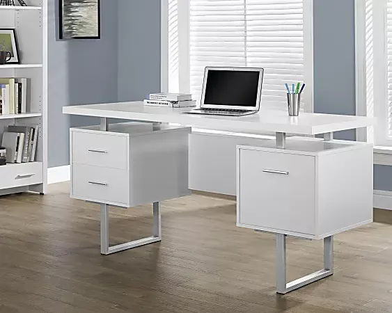Monarch Specialties Retro Style 60 W Computer Desk White - Office Depot