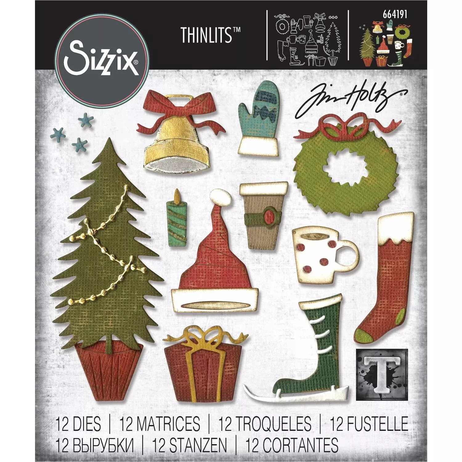 *Tim Holtz Sizzix Festive Things Thinlits Dies 664191