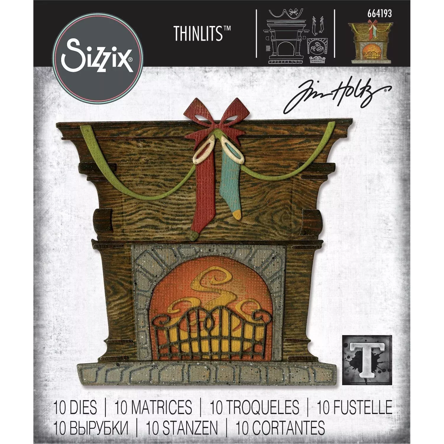 *Tim Holtz Sizzix Fireside Thinlits Dies 664193