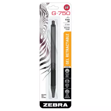Zebra G-750 Retractable Gel .7mm Black
