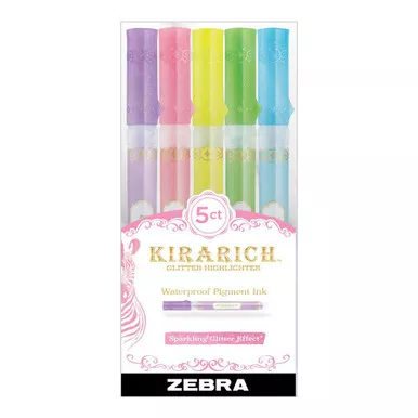 Zebra Kirarich Glitter Highlighter Set, 5-Colors