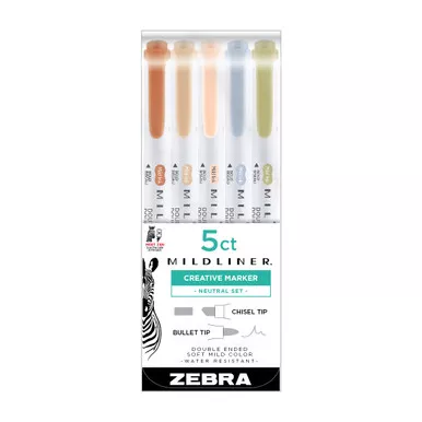 Zebra Mildliner Double-Ended Highlighter Set 5 Neutral Colors